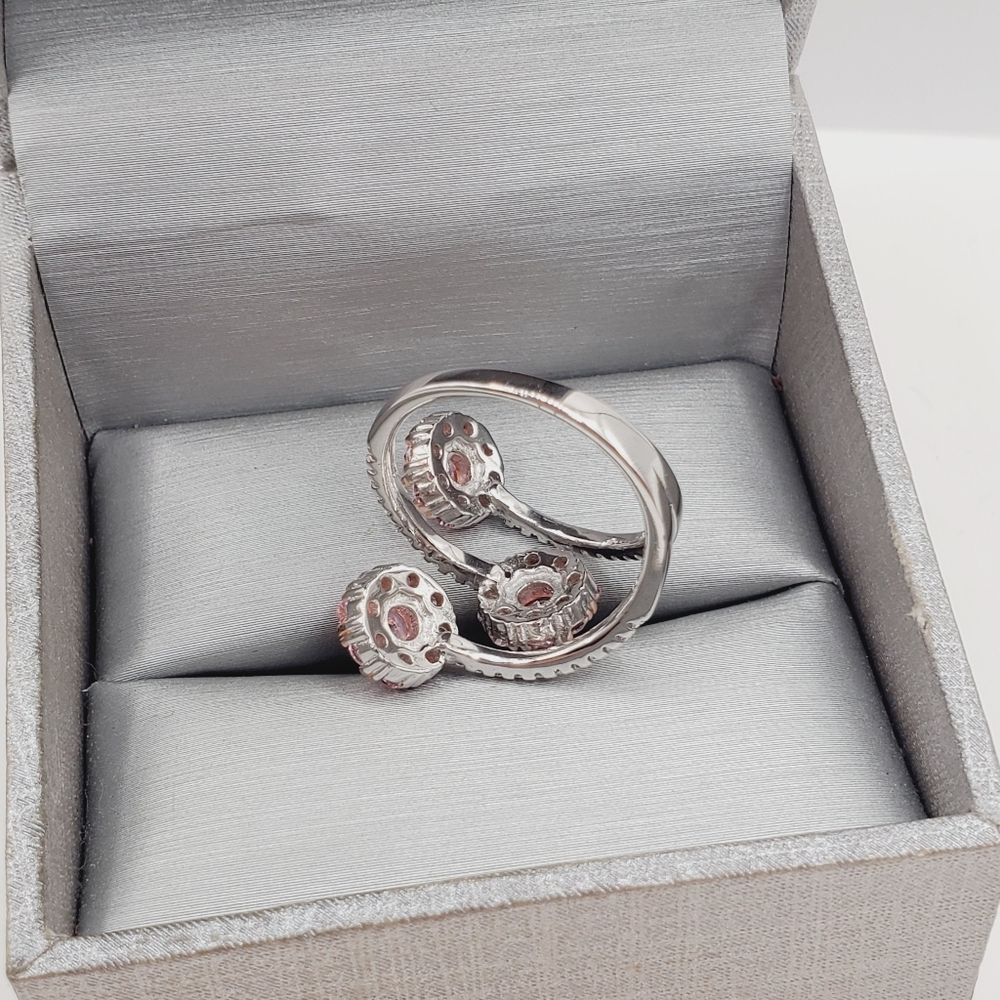 Pink Ice Triple Flower Ring - Picture 2 of 10